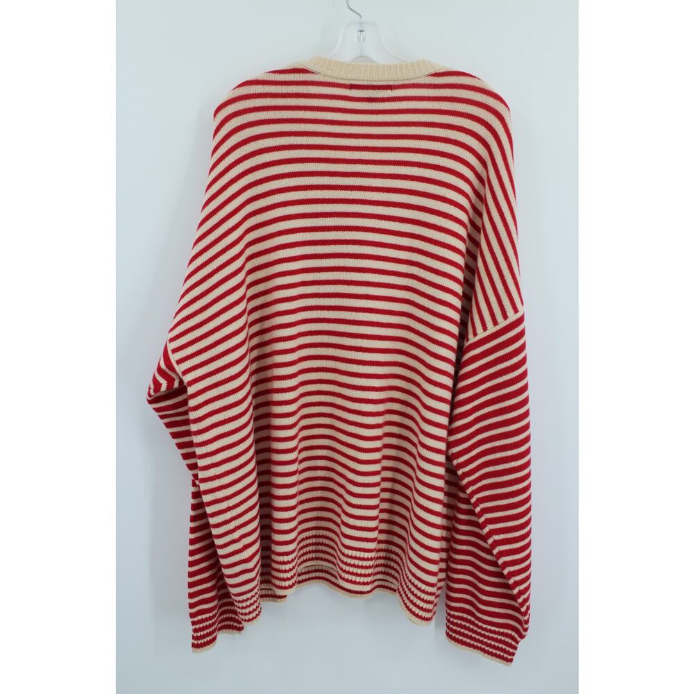 Banana Republic 2XLT Men Sweater Merino Wool Cashmere Red Stripes Holiday NEW - Picture 2 of 6